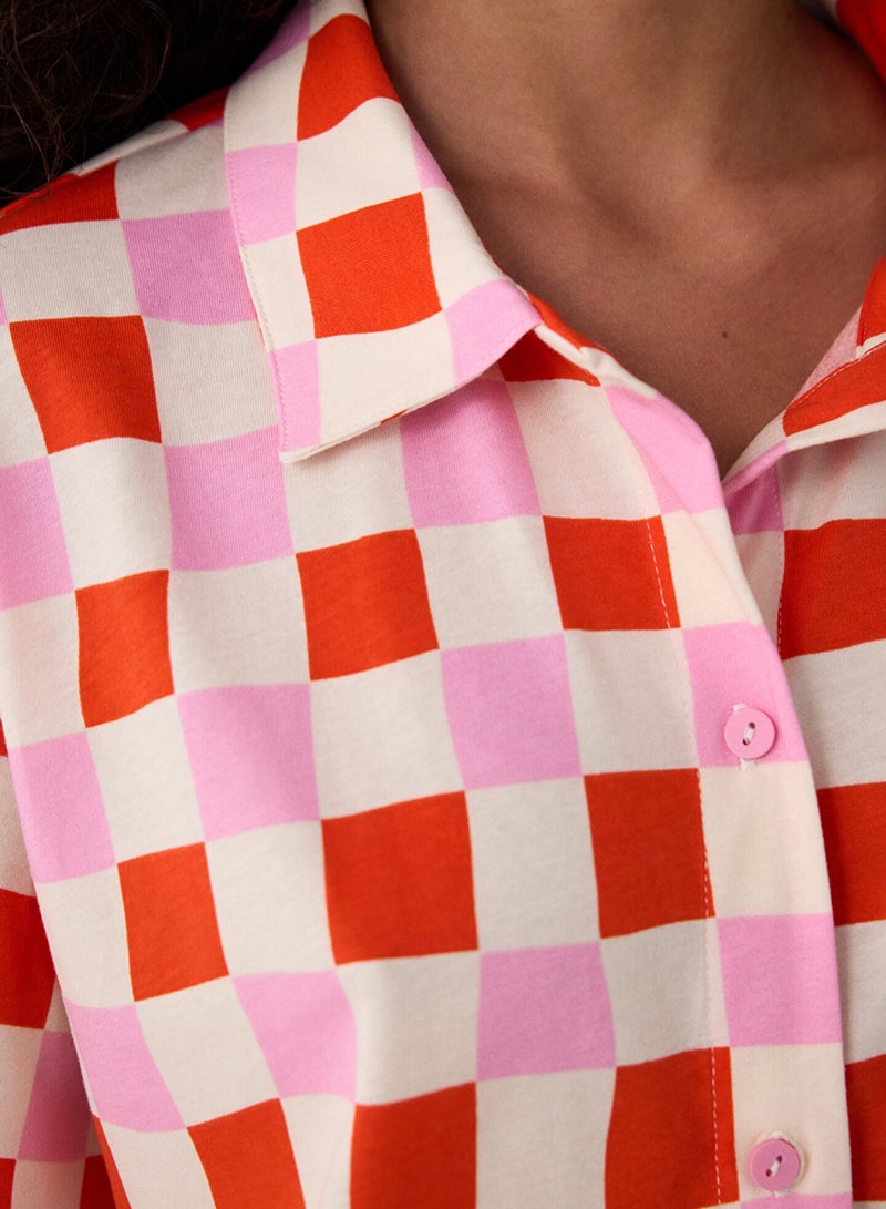 بنتي طقم بيجامة قصير بأزرار وياقة مربعة وأكمام قصيرة - Image 3